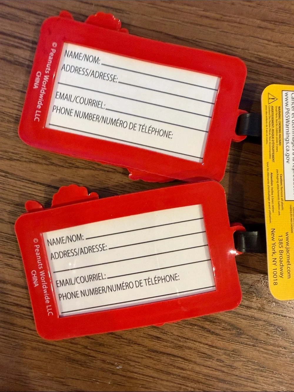 Peanuts Red Joe Cool Snoopy & Yellow Woodstock Luggage Tags - Peanuts